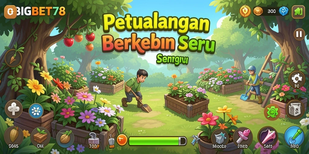 Screenshot menunjukkan pemain menikmati pengalaman berkebun yang menarik.