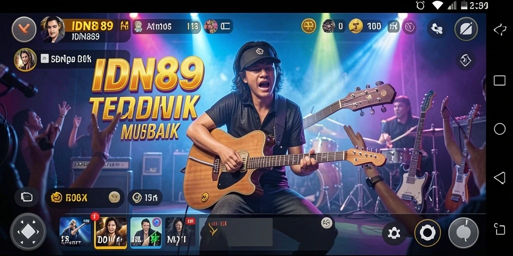 Screenshot IDN89 menampilkan gameplay interaktif dengan berbagai pilihan lagu.