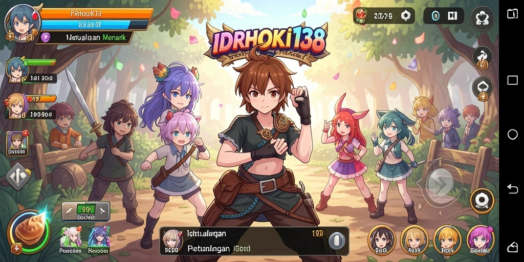 Screenshot menampilkan karakter anime dalam pertempuran epik.