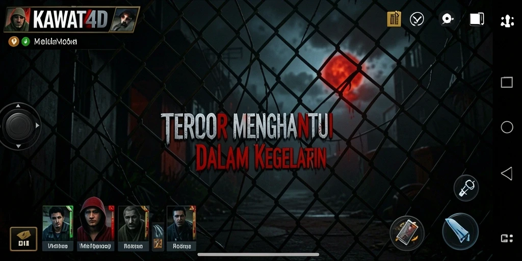 Screenshot gameplay menyeramkan dari KAWAT4D yang menampilkan suasana kegelapan.