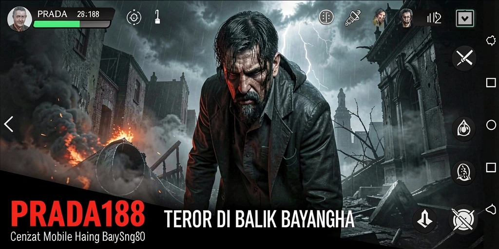 Tangkapan layar PRADA188 menunjukkan gameplay yang mencekam dan atmosfer menyeramkan.