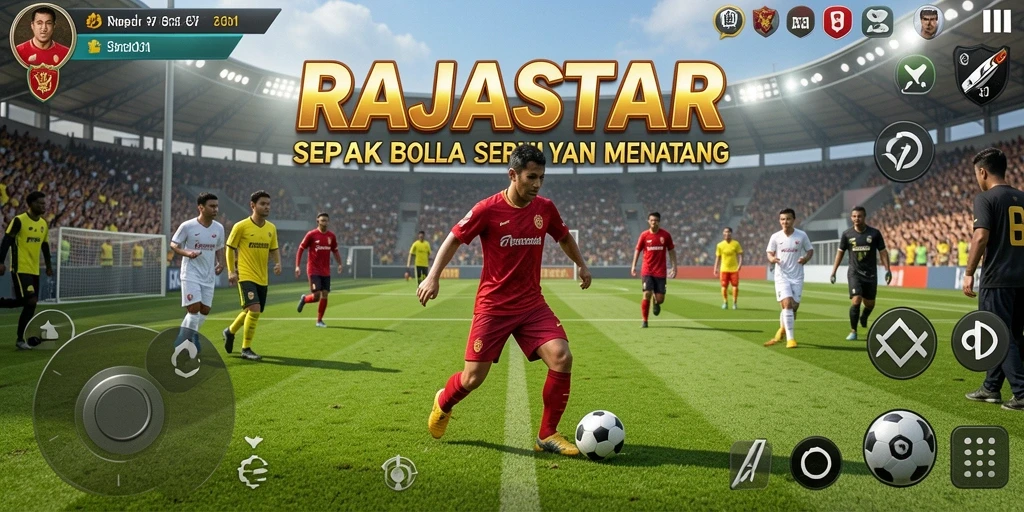 Tampilan menegangkan dari pertandingan sepak bola di RAJASTAR