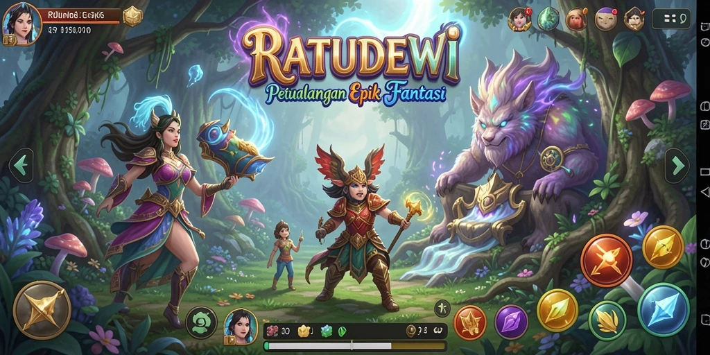 Tampilkan petualangan mendebarkan dalam game RATUDEWI.