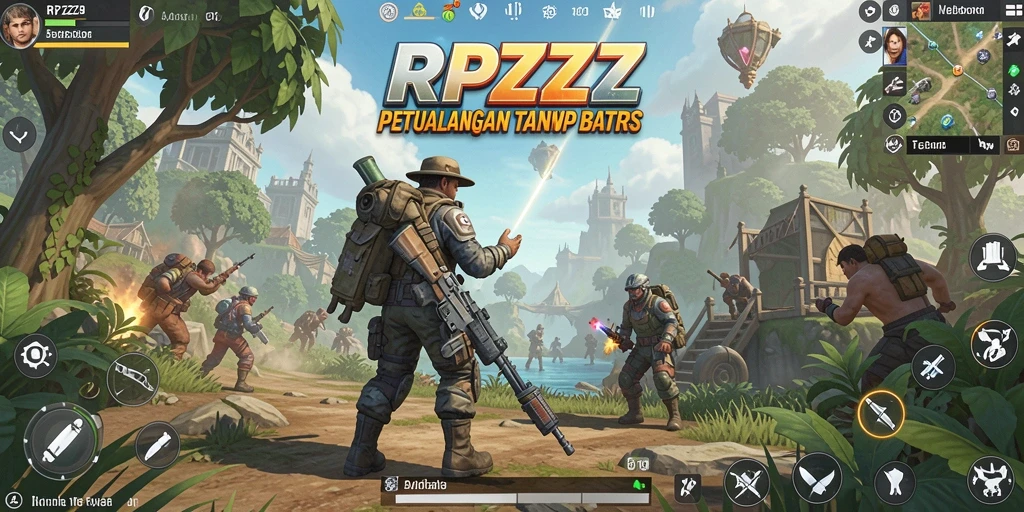 Screenshot utama RPZZZ menampilkan petualangan mendebarkan dalam dunia terbuka.