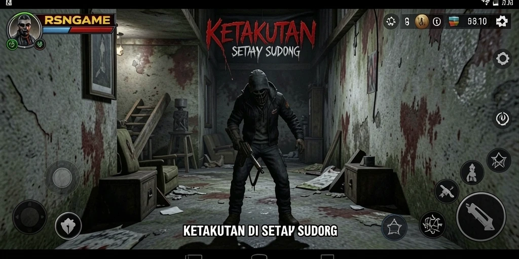 Tangkapan layar gameplay RSNGAME menampilkan momen mencekam dan atmosfer menakutkan.