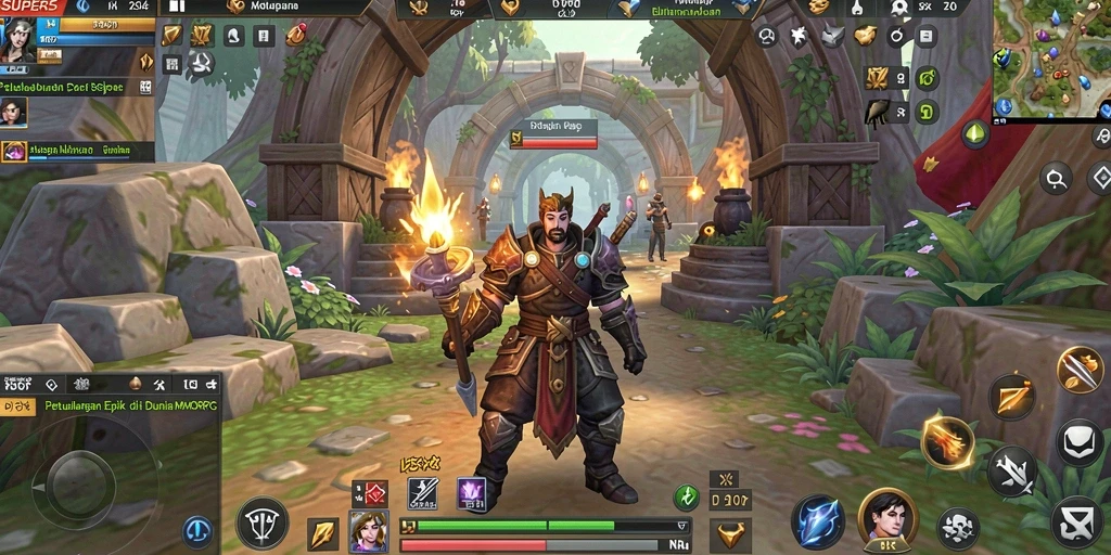 Screenshot gameplay SUPER5 menampilkan pertarungan seru dalam dunia MMORPG.